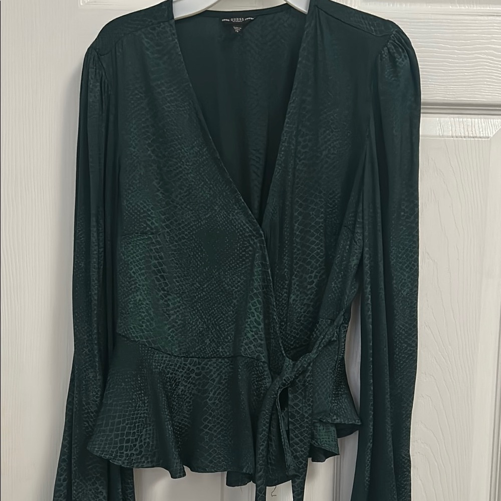 GUESS
Green Snake Print Wrap Blouse